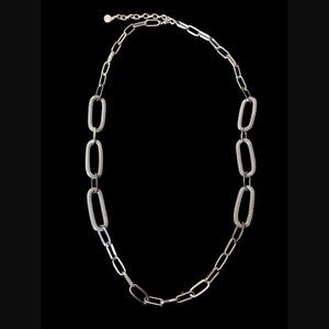 RJ Graziano Silver Tone And Gunmetal Mesh Chain Link Necklace 39"